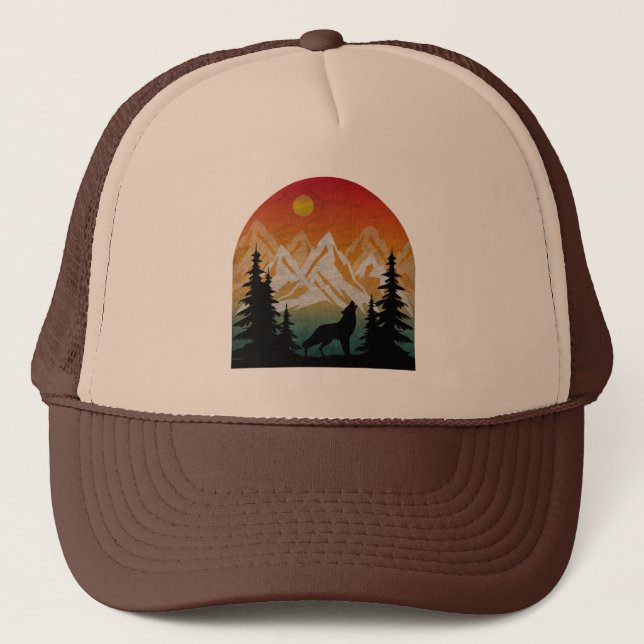 Vintag Nature Wolf Truckerkappe (Vorderseite)