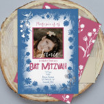 Vintag Navy Blue Mauve Pink Bat Mitzvah Foto Folieneinladung<br><div class="desc">Vintage botanische Fledermausmitzvah-Einladungen sind perfekt für marineblau und lila rosa Farbpaletten. Silberfolie wilde Blume und Star of David sind eine wunderschöne Touch. Ändern Sie die Folienfarben und Schriftart-Farben einfach. Diese rustikale Blumeneinladung ist vielseitig für Heidemauv,  Rose pink,  blau-grau Geburtstagsthemen.</div>
