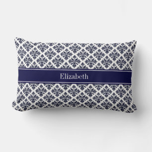 Vintag Navy Blue Whisask #3 Navy Name Monogram Lendenkissen