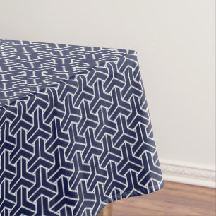 Vintag Navy Blue White Japan Bishamon Muster Tischdecke