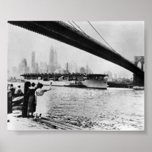 Vintag Navy USS Langley New York NY Poster