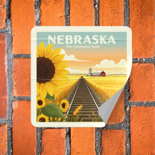 Vintag Nebraska Quadratischer Aufkleber