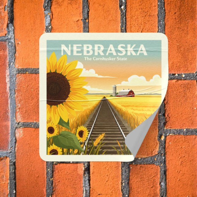 Vintag Nebraska Quadratischer Aufkleber (Von Creator hochgeladen)