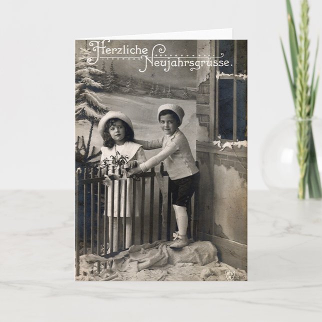 Vintag: Neujahr - Feiertagskarte (Vorderseite)