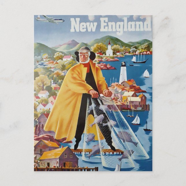 Vintag New England Travel Postcard Postkarte (Vorderseite)