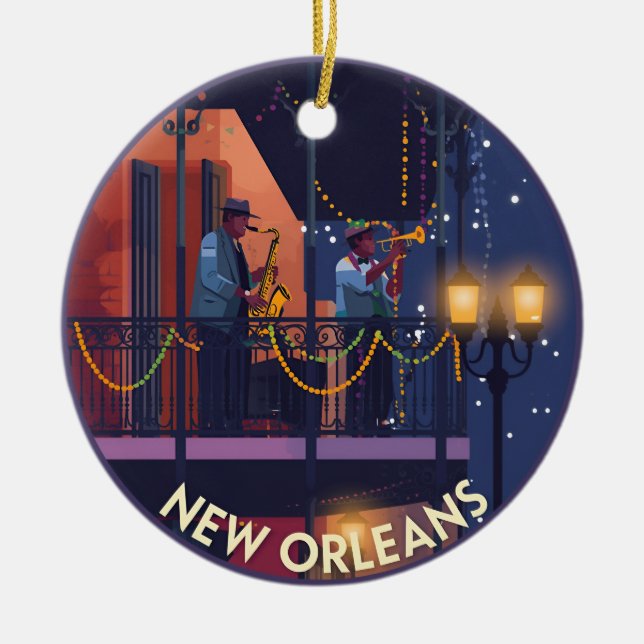 Vintag New Orleans Jazz Keramik Ornament (Vorne)