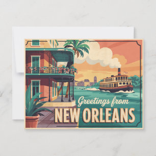 Vintag New Orleans Postkarte   Grüße aus