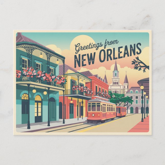 Vintag New Orleans Postkarte | Grüße aus (Vorderseite)