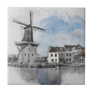 Vintag Niederlande Windmill Keramik Tile Niederlän Fliese