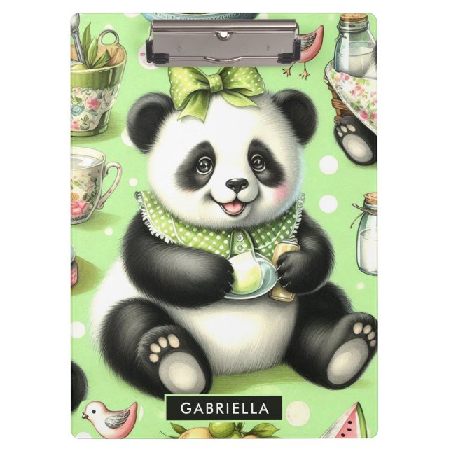 Vintag Niedlich Baby Panda Klemmbrett (Vorderseite)