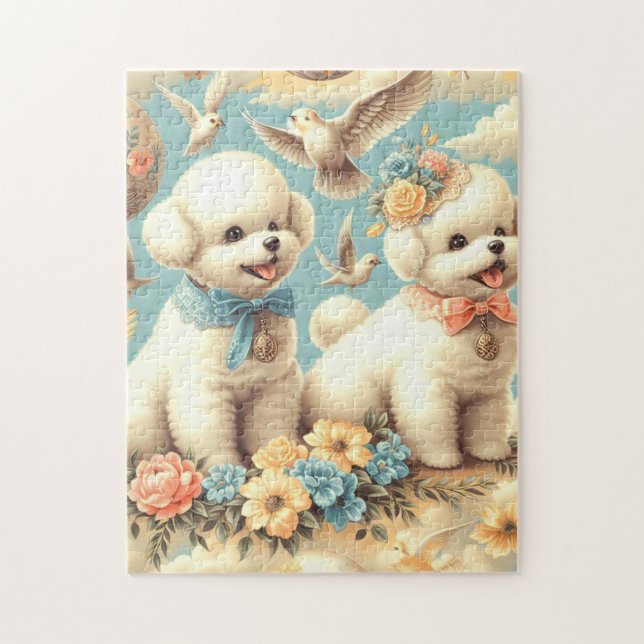 Vintag Niedlicher Bichon Frisé Illustration (Vertikal)