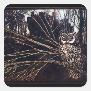 Vintag Night Owl Rackham Quadratischer Aufkleber