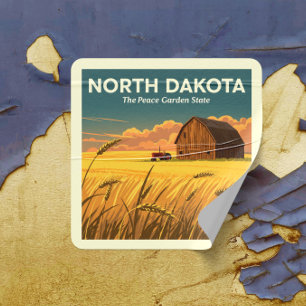 Vintag North Dakota Quadratischer Aufkleber