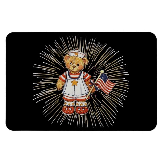 Vintag Nurse Bär Moderne weiße Feuerwerke flexibel Magnet (Horizontal)