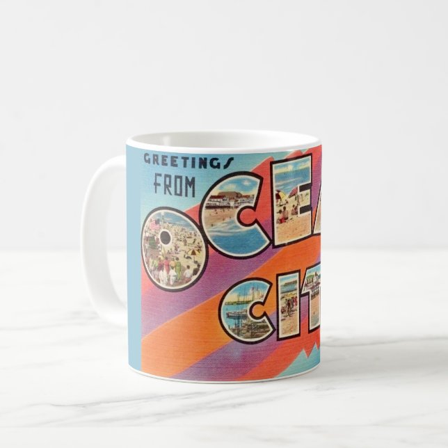 Vintag Ocean City MD Gruß Kaffeetasse (Vorderseite Links)