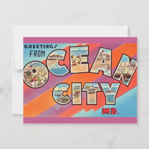Vintag Ocean City MD Gruß Postkarte