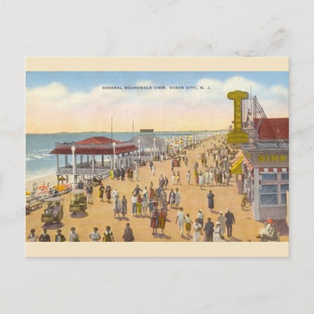 Vintag Ocean City New Jersey Boardwalk Postkarte (Vorderseite)
