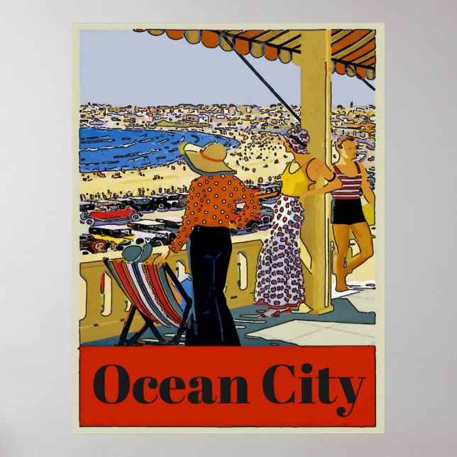 Vintag Ocean City, Text bearbeiten, Poster (Vorne)