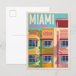 Vintag Ocean Drive Miami Postkarte