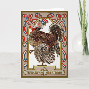 Vintag Odd Uncle Sam Türkei Erntedank Card Feiertagskarte