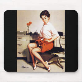 Vintag Office Corporate Pinup Girl Mousepad