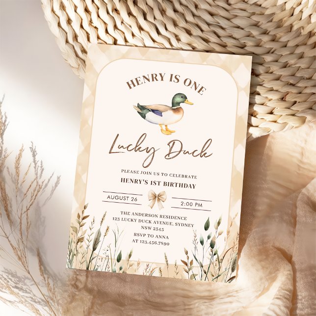 Vintag One Lucky Duck 1. Geburtstag Einladung (Von Creator hochgeladen)