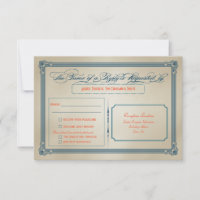 Vintag Orange, Aquamarin & Blue DIY Wedding RSVP