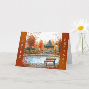 Vintag Orange Autumn Gazebo Bench Erntedank Karte