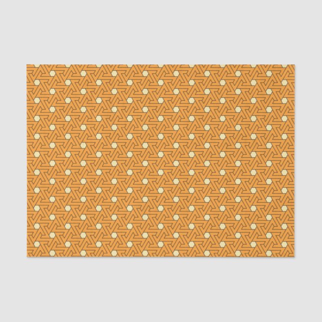 Vintag Orange Beige Triskelion Ägyptisches Muster Seidenpapier (Vorderseite)