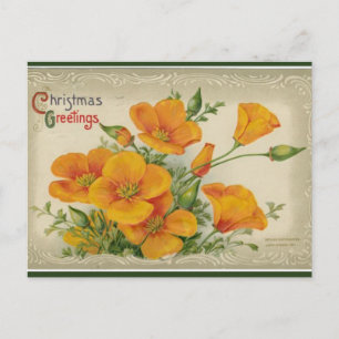 Vintag Orange Blume Weihnachten Postkarte