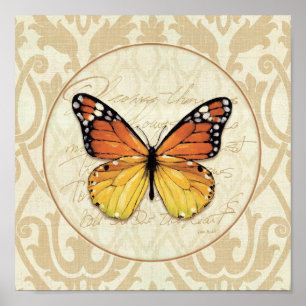 Vintag Orange Butterfly Poster
