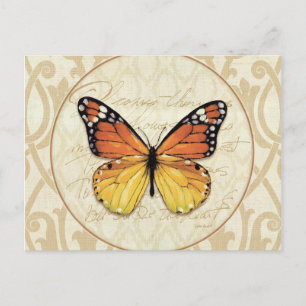Vintag Orange Butterfly Postkarte