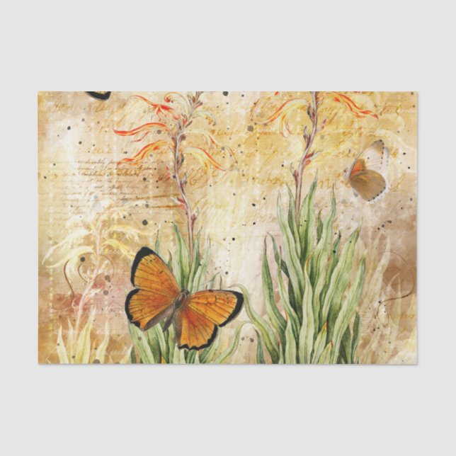 Vintag Orange Butterfly Seidenpapier (Vorderseite)