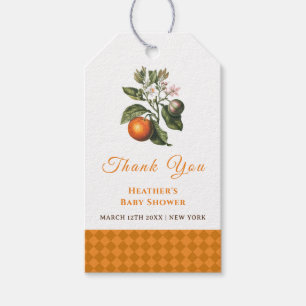 Vintag Orange Gingham Baby Dusche Vielen Dank Geschenkanhänger