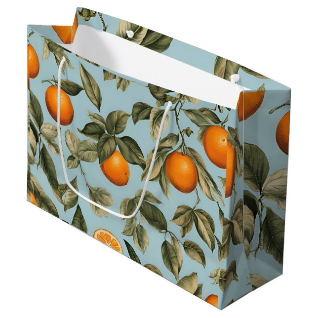 Vintag orange große geschenktüte (Vorderseite Schrägansicht)