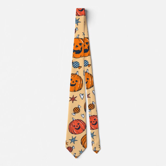 Vintag Orange Pumpkin | Halloween Graphic Krawatte (Vorderseite)