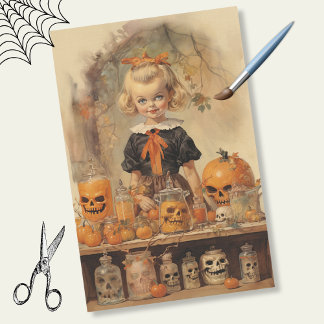 Vintag Orange und Tan Spooky Halloween Seidenpapier