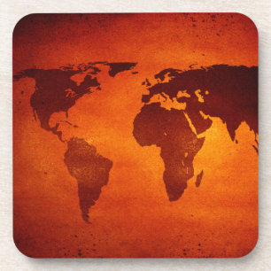 Vintag-orange-Weltkarte Getränkeuntersetzer