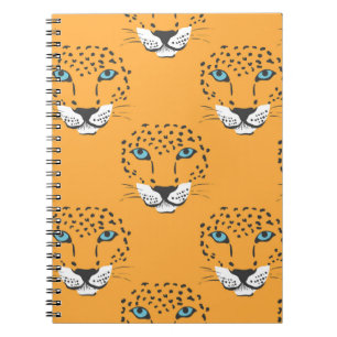 Vintag orangefarbenes nahtloses Muster mit Leopard Notizblock