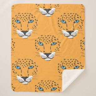Vintag orangefarbenes nahtloses Muster mit Leopard Sherpadecke