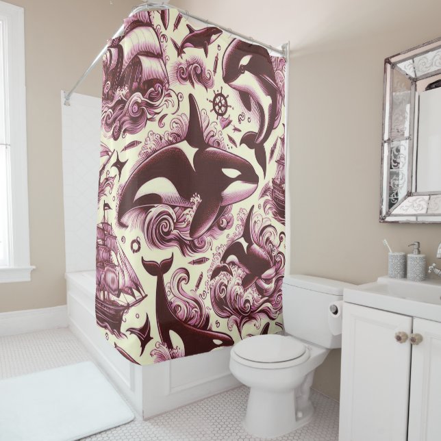 Vintag Orca Nautic Seamless Duschvorhang (Beispiel)