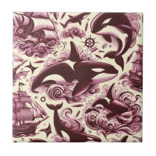 Vintag Orca Nautic Seamless Fliese