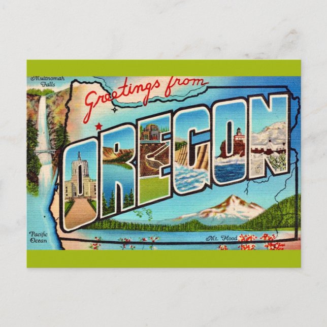 Vintag Oregon Greeting Postkarte (Vorderseite)