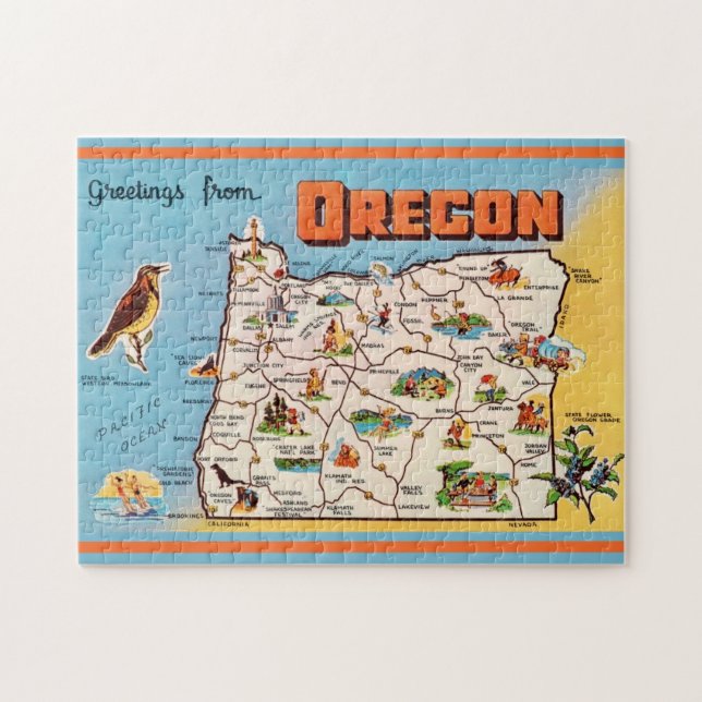 Vintag Oregon Map Jigsaw Puzzle (Horizontal)