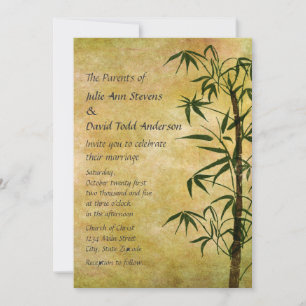 Vintag Oriental Bamboo 2 Wedding Einladung