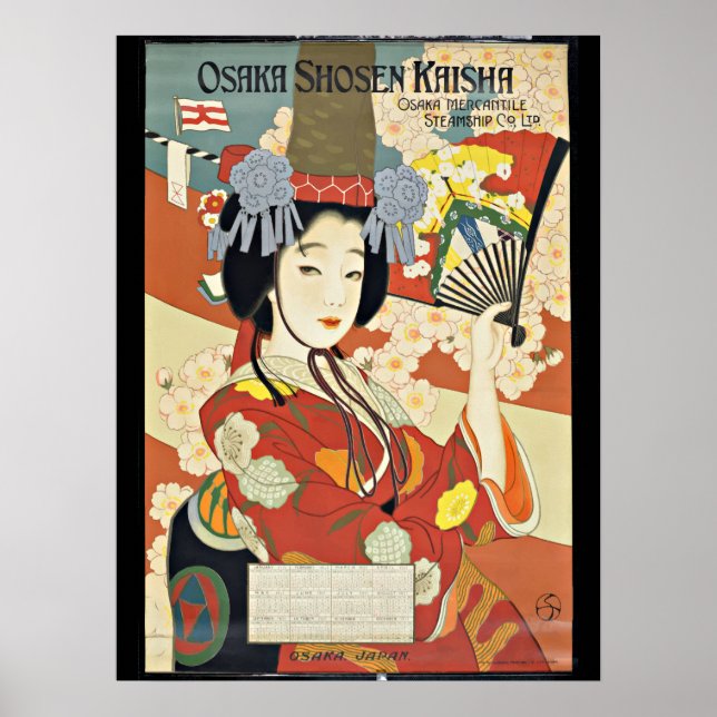 Vintag Osaka Japan Travel Poster (Vorne)
