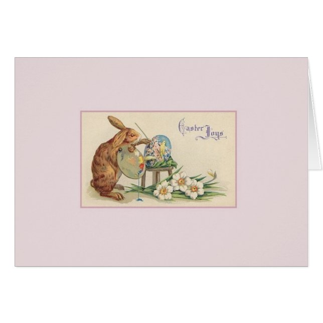 Vintag Osterbunny Artist Osterkarte (Vorderseite (Horizontal))