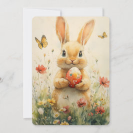 Vintag Osterhase Ei in Wildblumen Feiertagskarte