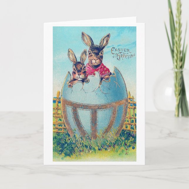 Vintag Osterhase Großes Ei Karte (Vorderseite)