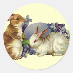 Vintag Osterhase Runder Aufkleber